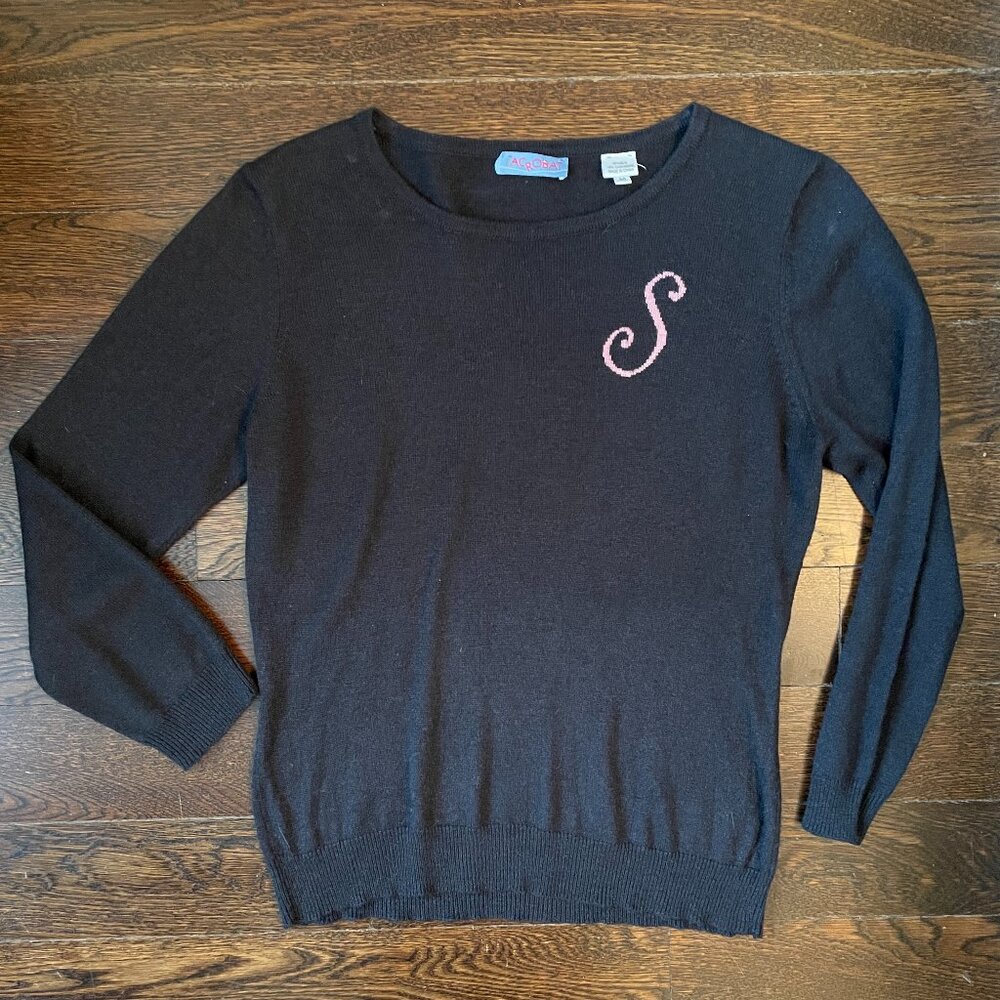 Acrobat | Black "S" Monogram Silk + Cashmere Sweater-Size Medium